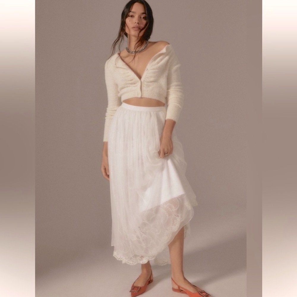 NWT | Lightly Dinged GEISHA DESIGNS Ballerina Tiered Lace Gala Maxi Skirt L